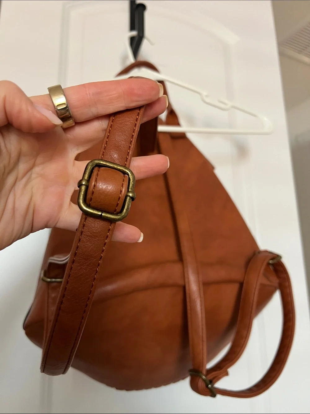 Woven Vegan Leather Backpack